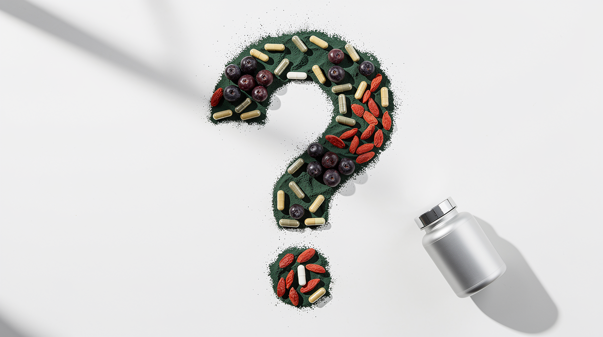 Kosttillskott och superfoods med frågetecken för källkritik
