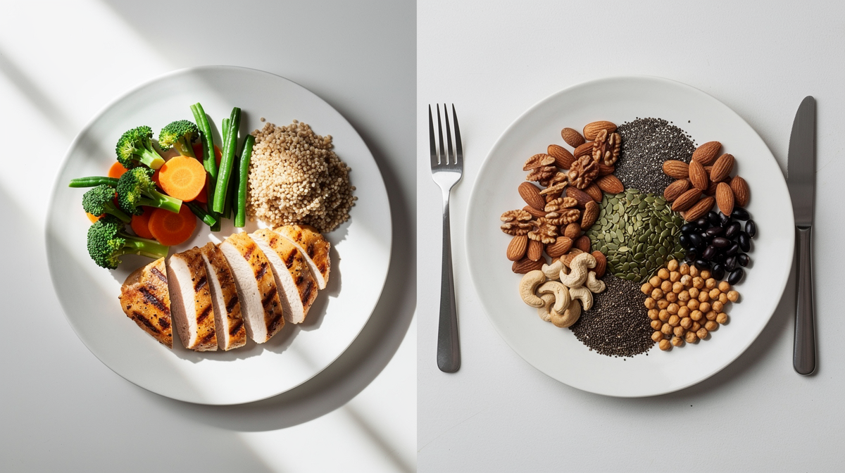 Zinkrika livsmedel som ostron, pumpakärnor, cashewnötter, kött och ost upplagda på mörkt underlag