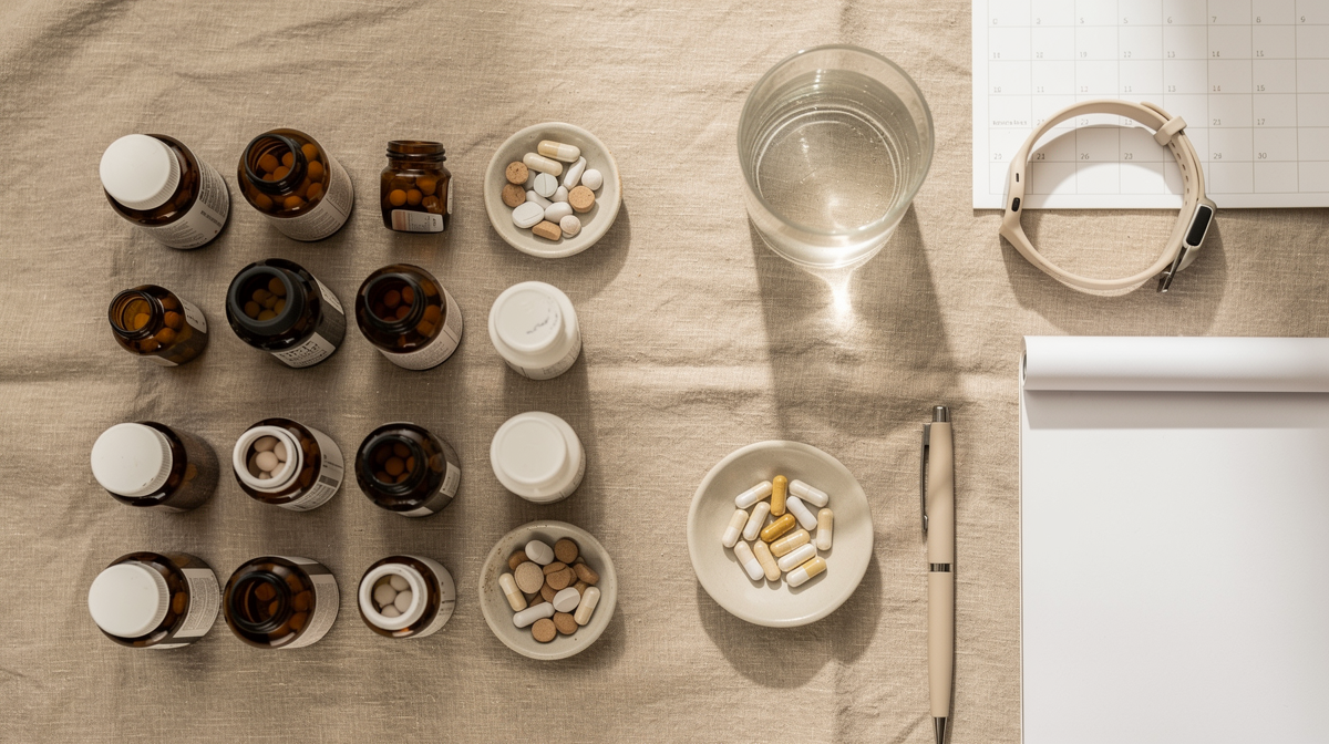 Färska röda paprikor, apelsinklyftor och svarta vinbär på linnetyg som naturliga C-vitaminkällor