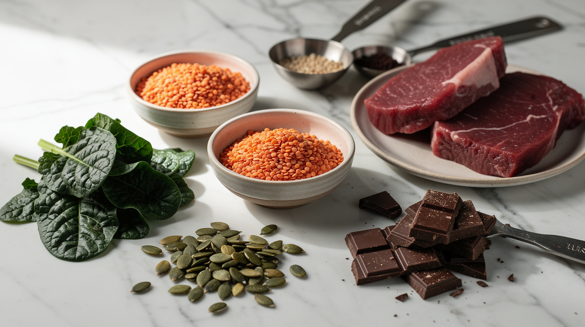 Färska näringsrika livsmedel med vitaminer och mineraler på träyta