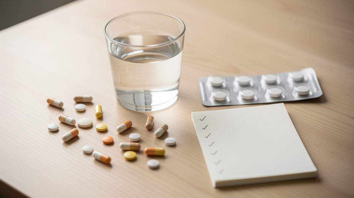 Färska näringsrika livsmedel med vitaminer och mineraler på träyta