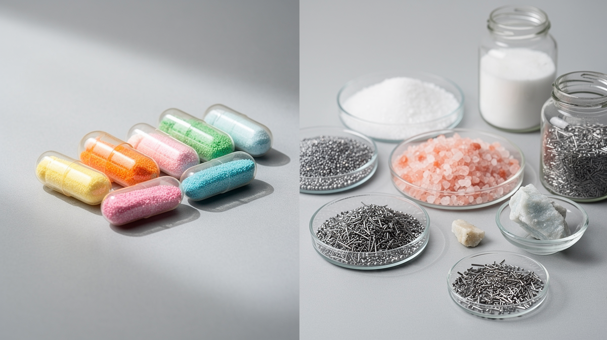 Färgglada hela livsmedel rika på vitaminer och mineraler på en ljus träyta